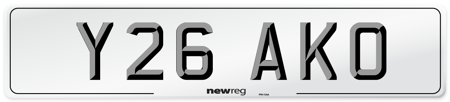 Y26 AKO Number Plate from New Reg
